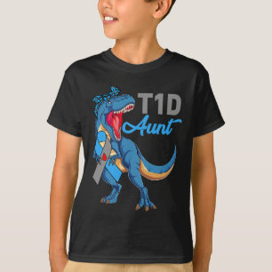 T1d Aunt Type 1 Diabetes Awareness Month Dinosaur  T-Shirt
