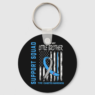 T1d Awareness Flag Little Brother Type 1 Diabetes  Keychain