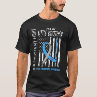 T1D Awareness Little Brother Type One Diabetes Fla T-Shirt