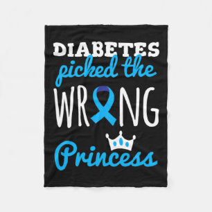 T1d Awareness Princess Girls Diabetic Blue Ribbon  Fleece Blanket