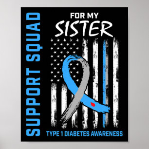 T1D Awareness US Flag Sister Type 1 Diabetes Match Poster