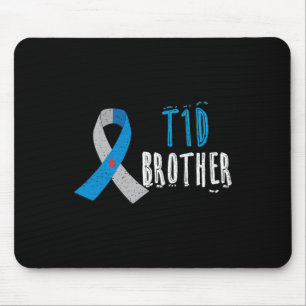 T1D brother blue ribbon type 1 diabetes awareness Mouse Pad