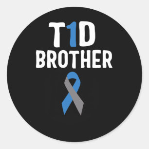 T1d Brother Diabetes Awareness Type 1 Insulin Panc Classic Round Sticker
