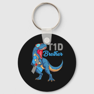 T1d Brother Type 1 Diabetes Awareness Month Dinosa Keychain