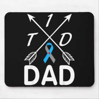T1d dad type 1 diabetes awareness blue grey ribbon mouse pad