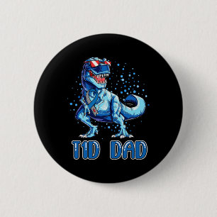 T1D Dad  Type 1 Diabetes Ribbon T Rex Dinosaur Boy 2 Inch Round Button