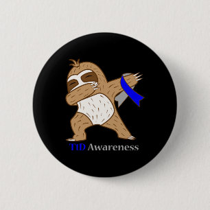 T1d Diabetes Awareness Ribbon Dabbing Sloth Warrio 2 Inch Round Button