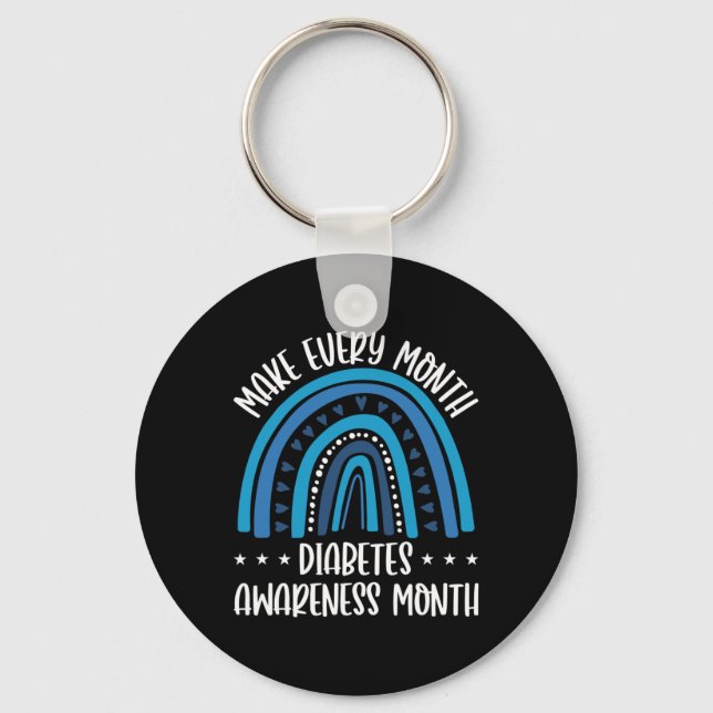 T1d Diabetes Support Every Month Diabetes Awarenes Keychain (Front)