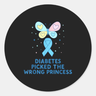 T1d Diabetes Warrior Butterfly Princess Diabetes A Classic Round Sticker