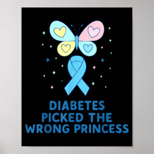 T1d Diabetes Warrior Butterfly Princess Diabetes A Poster