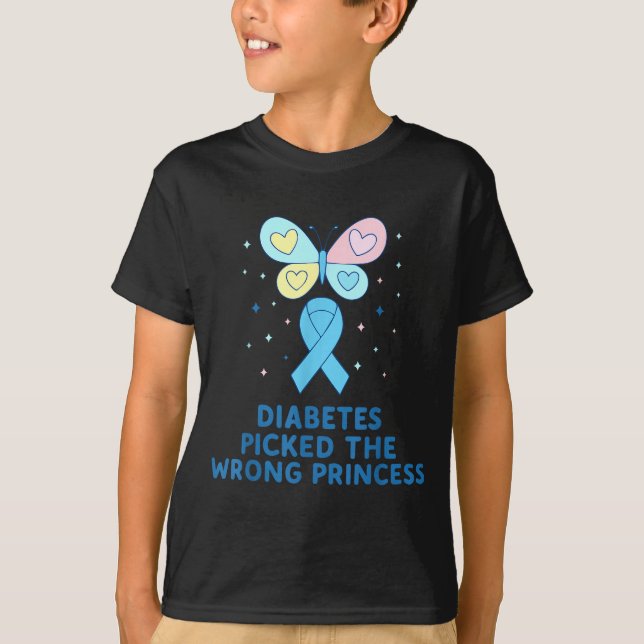 T1d Diabetes Warrior Butterfly Princess Diabetes A T-Shirt (Front)