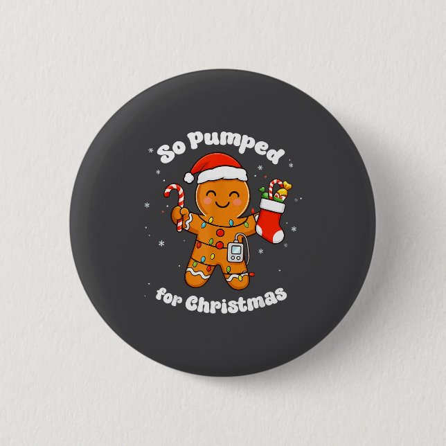 T1D Diabetic Gingerbread So Pumped 2 Inch Round Button (Front)