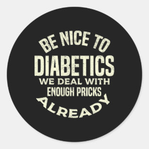 T1D Diabetic Type 1 Diabetes Awareness Men Women K Classic Round Sticker