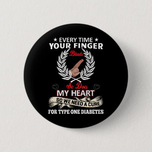 T1D Diabetic Type 1 Diabetes Awareness Mens Women 2 Inch Round Button