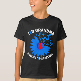 T1d Grandma Diabetes Awareness Type 1 Cure Blue Ri T-Shirt