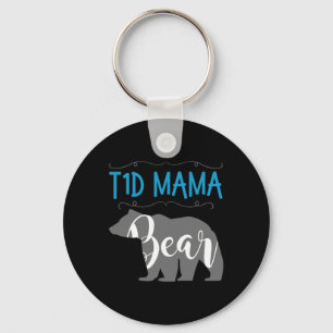 T1d Mama Bear Type1 Diabetes T1 Mom Women Awarenes Keychain