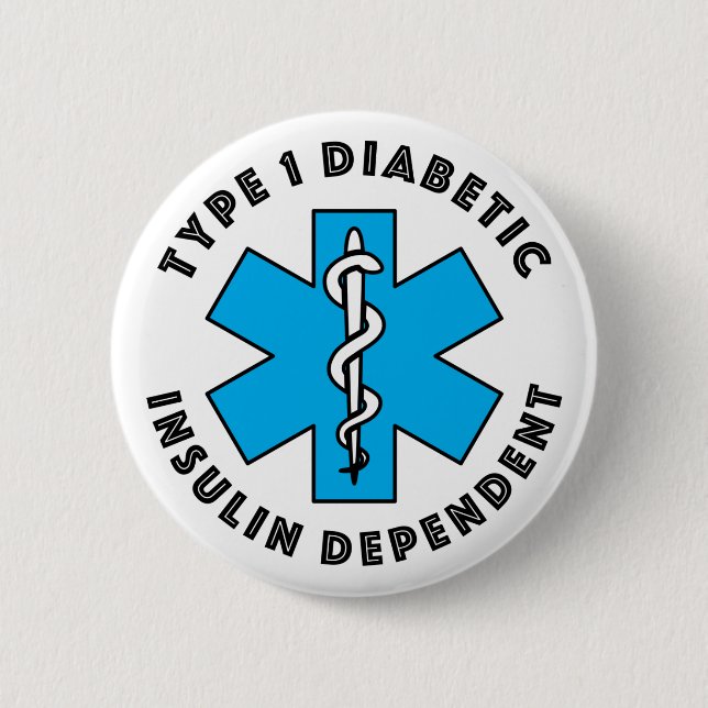T1d Medical Alert [Cyan] 2 Inch Round Button (Front)
