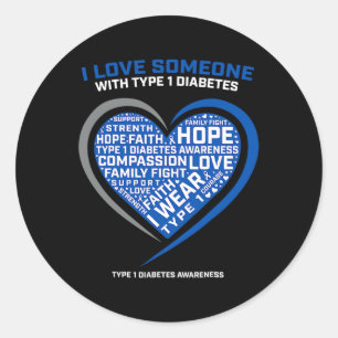 T1D Men Women Youth Kids Diabetic Type 1 Diabetes Classic Round Sticker