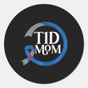 T1D Mom Best Diabetes Type 1 Awareness Gifts Classic Round Sticker
