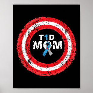 T1d Mom Diabetes Awareness Ribbon Ring Poster