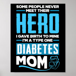 T1d Mom Diabetic Type 1 Diabetes Awareness  Poster
