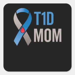 T1d Mom Mother With Type 1 Diabetes Awareness Square Sticker