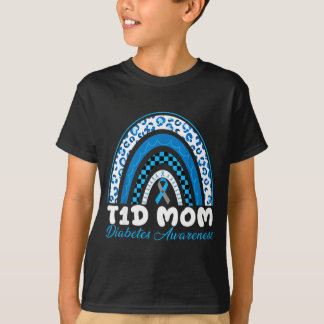 T1d mom type 1 diabetes awareness blue grey ribbon T-Shirt