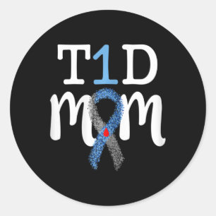 T1d Mom - Type 1 Diabetes Awareness Mommy  Classic Round Sticker
