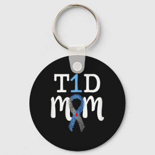 T1D Mom  - Type 1 Diabetes Awareness Mommy  Keychain