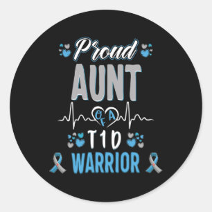 T1d Proud Aunt Diabetes Awareness Type 1 Pancreas  Classic Round Sticker