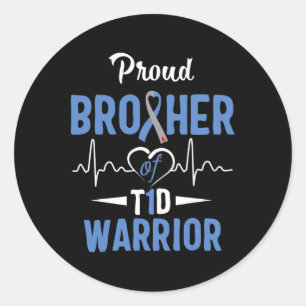 T1d Proud Brother Diabetes Awareness Type 1 Insuli Classic Round Sticker