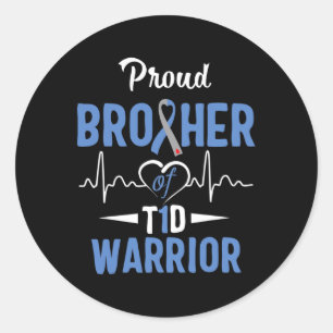 T1D Proud Brother Diabetes Awareness Type 1 Insuli Classic Round Sticker