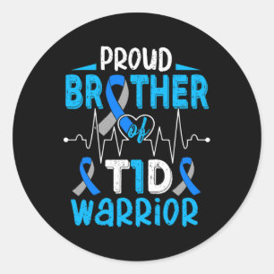 T1D Proud Brother Diabetes Awareness Type 1 Insuli Classic Round Sticker