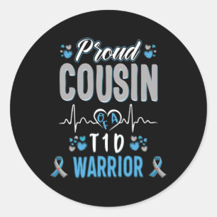 T1d Proud Cousin Diabetes Awareness Type 1 Pancrea Classic Round Sticker