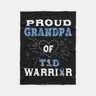 T1d Proud Grandpa Diabetes Awareness Type 1 Insuli Fleece Blanket