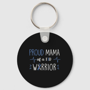 T1D Proud Mama Diabetes Awareness Blue Ribbon Mont Keychain