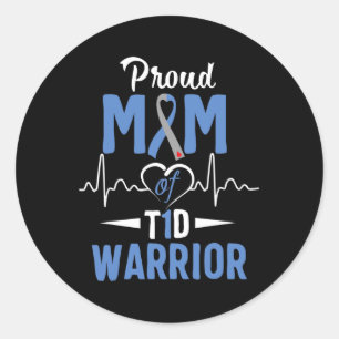 T1D Proud Mom Diabetes Awareness Type 1 Insulin Pa Classic Round Sticker