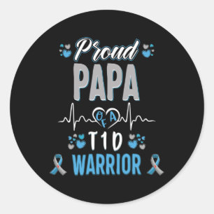 T1d Proud Papa Diabetes Awareness Type 1 Pancreas Classic Round Sticker