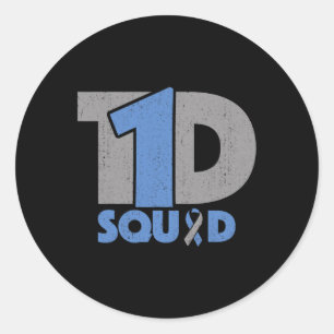T1D Squad Diabetes Awareness - Type One Diabetic R Classic Round Sticker