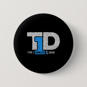 T1d Type 1 Diabetes Squad Awareness Ribbon Gift 2 Inch Round Button