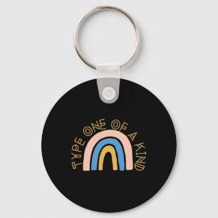 T1D Type One of a Kind Diabetes Rainbow Awareness Keychain
