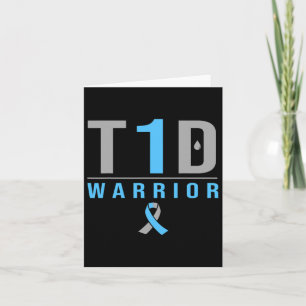 T1d Warrior Blue Grey Ribbon Type 1 Diabetes Aware Card
