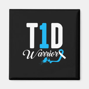 T1d Warrior Blue Ribbon Type One Diabetes Diabetic Magnet