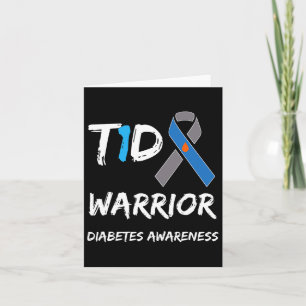 T1d Warrior Type 1 Diabetes Awareness Blue Ribbon  Card