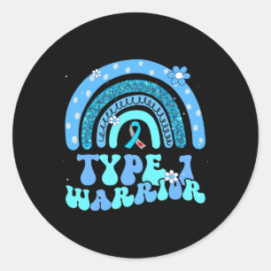 T1d Warrior Type 1 Diabetes Awareness Blue Ribbon Classic Round Sticker