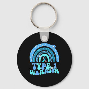 T1d Warrior Type 1 Diabetes Awareness Blue Ribbon Keychain