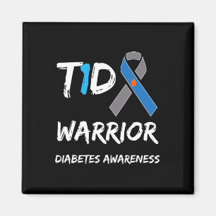 T1d Warrior Type 1 Diabetes Awareness Blue Ribbon  Magnet