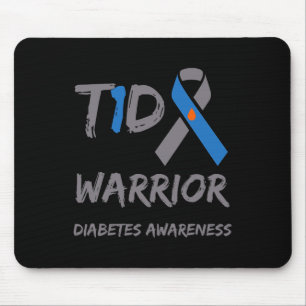T1d Warrior Type 1 Diabetes Awareness Blue Ribbon Mouse Pad