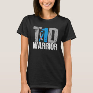 T1D warrior Type one Diabetes Awareness Blue Ribbo T-Shirt