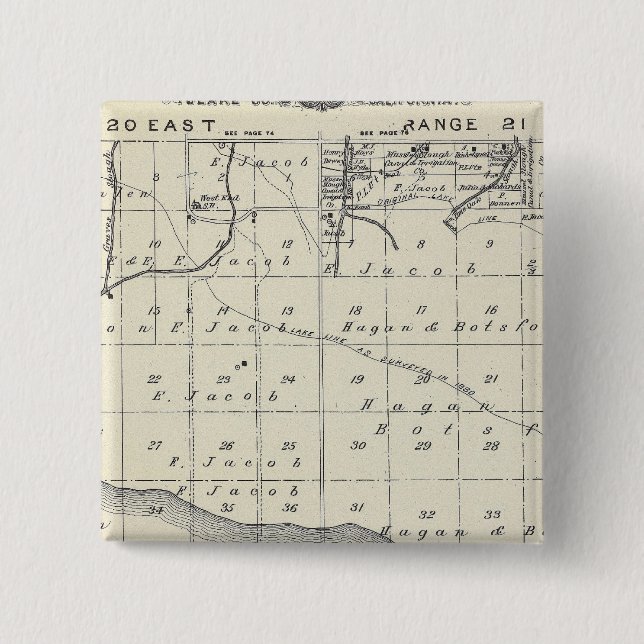 T2021S R2021E Tulare County Section Map 2 Inch Square Button (Front)